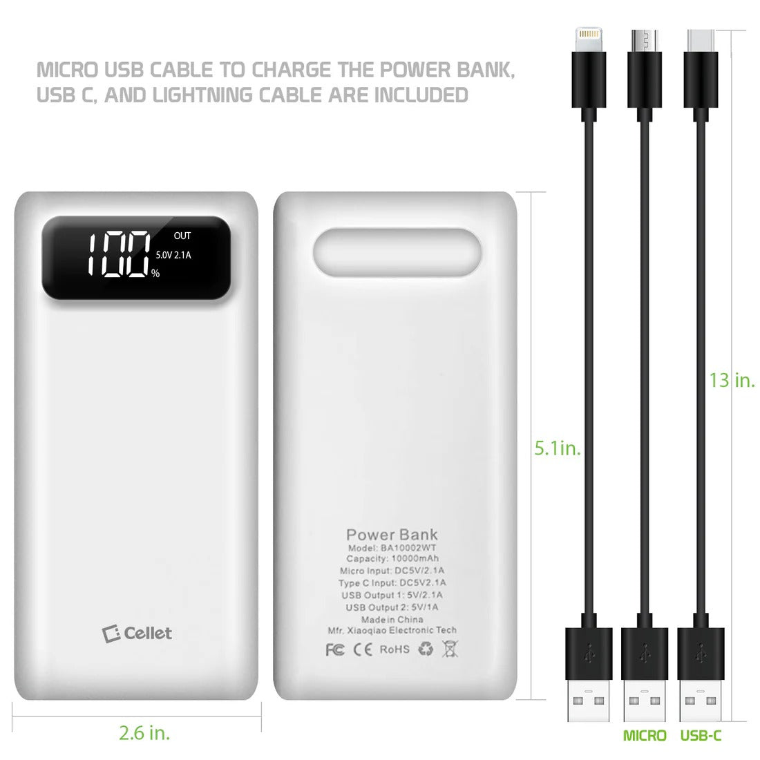 10000mAh Portable Charger Power Bank
